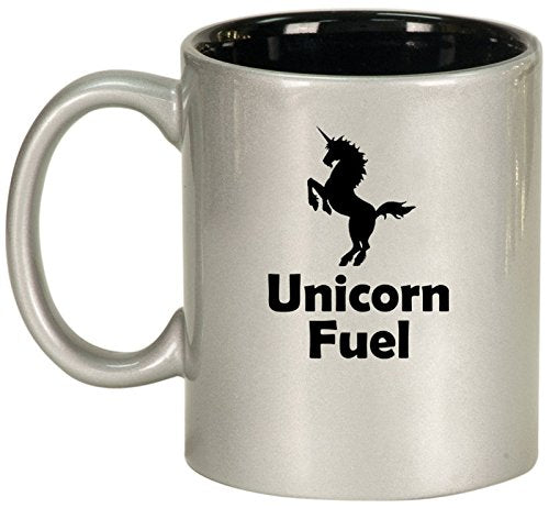 Ceramic Coffee Tea Mug Cup Unicorn Fuel (Silver)