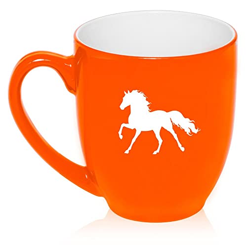 16 oz Large Bistro Mug Ceramic Coffee Tea Glass Cup Horse (Orange),MIP