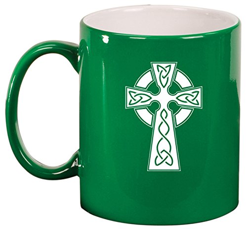 Ceramic Coffee Tea Mug Cup Celtic Cross (Green)