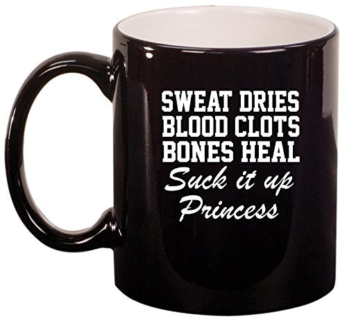 Ceramic Coffee Tea Mug Cup Sweat Blood Suck It Up Princess (Black)