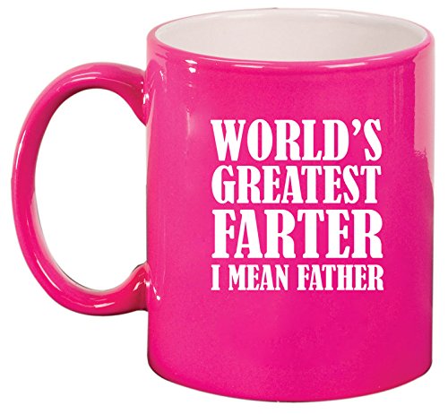 Ceramic Coffee Tea Mug Cup World's Greatest Farter Father (Pink)