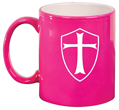 Ceramic Coffee Tea Mug Cup Templar Shield Knights Cross (Pink)