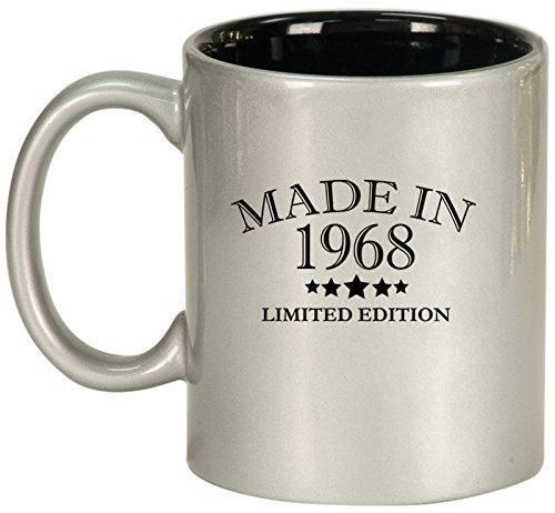 Ceramic Coffee Tea Mug Cup Made In 1968 Birthday 50th Birthday (Silver)