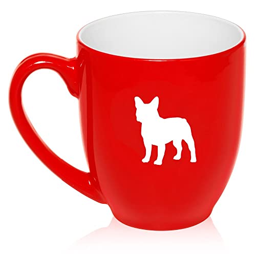 16 oz Large Bistro Mug Ceramic Coffee Tea Glass Cup French Bulldog (Red),MIP