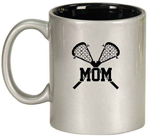 Ceramic Coffee Tea Mug Lacrosse Mom (Silver)