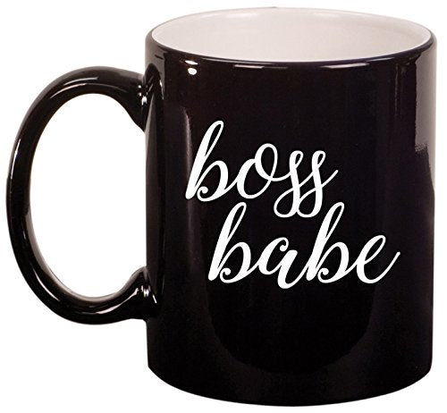 Ceramic Coffee Tea Mug Cup Boss Babe (Black)