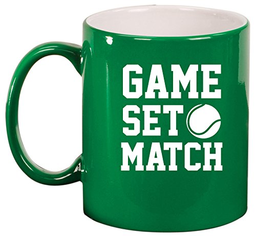 Ceramic Coffee Tea Mug Cup Game Set Match Tennis (Green)