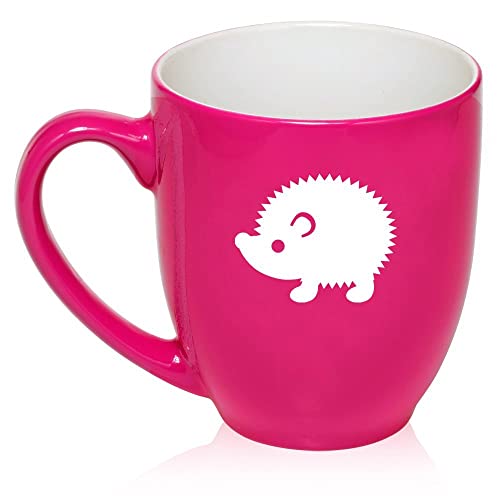 16 oz Large Bistro Mug Ceramic Coffee Tea Glass Cup Hedgehog (Hot Pink),MIP
