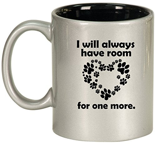 Ceramic Coffee Tea Mug Cup Room for One More Dog Cat Animal Paw Print (Silver)