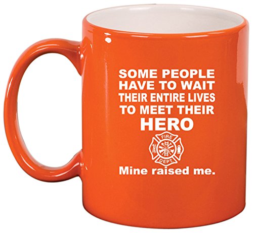 Ceramic Coffee Tea Mug Cup Hero Daughter Son Firefighter (Orange)