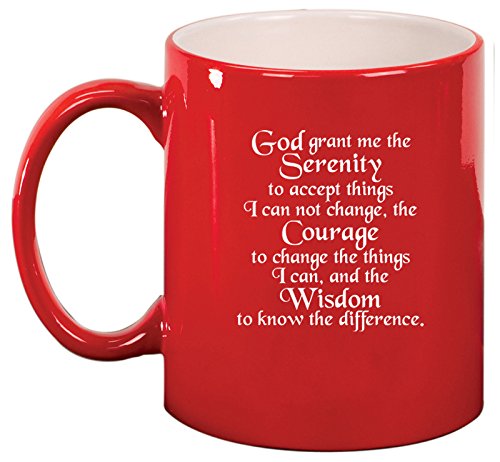 Ceramic Coffee Tea Mug Cup Serenity Quote (Red)