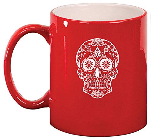 Ceramic Coffee Tea Mug Cup Sugar Candy Skull (Red)