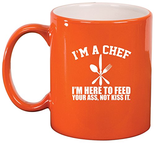 Ceramic Coffee Tea Mug Chef Here to Feed You (Orange)