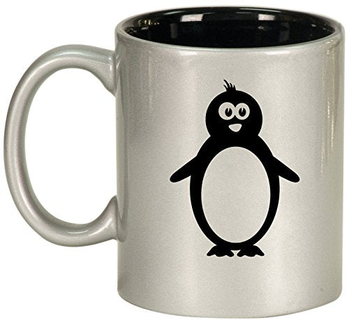 Ceramic Coffee Tea Mug Cup Penguin (Silver)