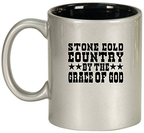 Ceramic Coffee Tea Mug Stone Cold Country (Silver)