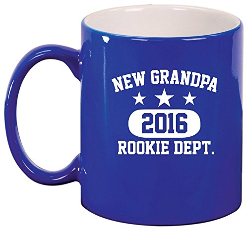 Ceramic Coffee Tea Mug Cup New Grandpa 2016 Grandfather Rookie Dept (Blue)
