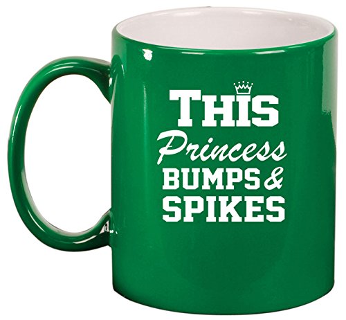 Ceramic Coffee Tea Mug Cup This Princess Bumps & Spikes Volleyball (Green)
