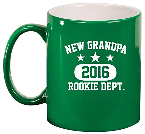 Ceramic Coffee Tea Mug Cup New Grandpa 2016 Grandfather Rookie Dept (Green)