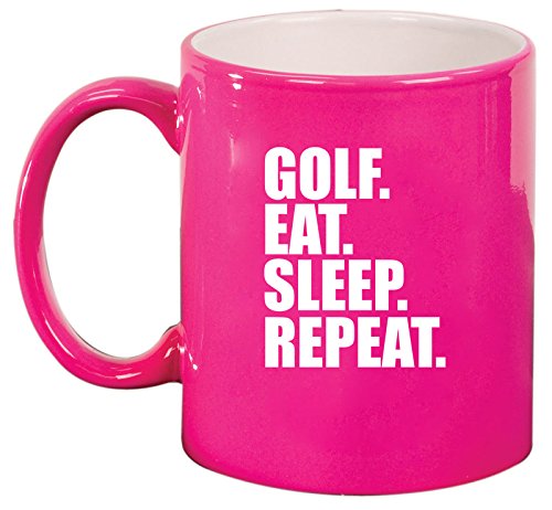 Ceramic Coffee Tea Mug Golf Eat Sleep Repeat (Pink)
