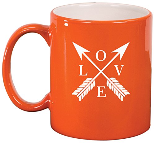 Ceramic Coffee Tea Mug Cup Love Arrows (Orange)
