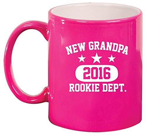 Ceramic Coffee Tea Mug Cup New Grandpa 2016 Grandfather Rookie Dept (Pink)