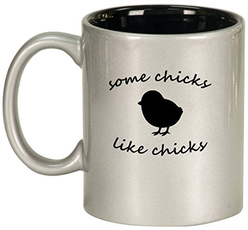 Ceramic Coffee Tea Mug Cup Some Chicks Like Chicks Lesbian (Silver)