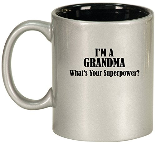 Ceramic Coffee Tea Mug Cup Grandma Superpower (Silver)