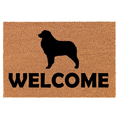 Coir Doormat Front Door Mat New Home Closing Housewarming Gift Welcome Australian Shepherd (24" x 16" Small)