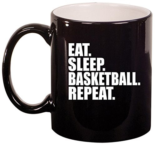 Ceramic Coffee Tea Mug Cup Eat Sleep Basketball Repeat (Black)