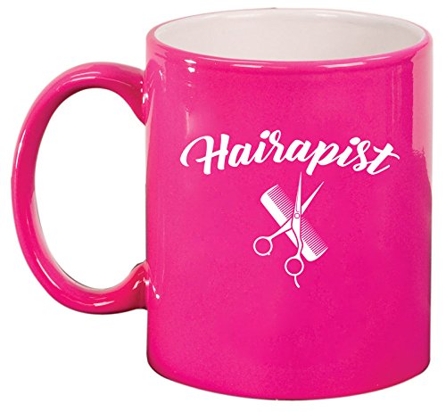 Ceramic Coffee Tea Mug Hairapist Hairdresser Funny (Pink)