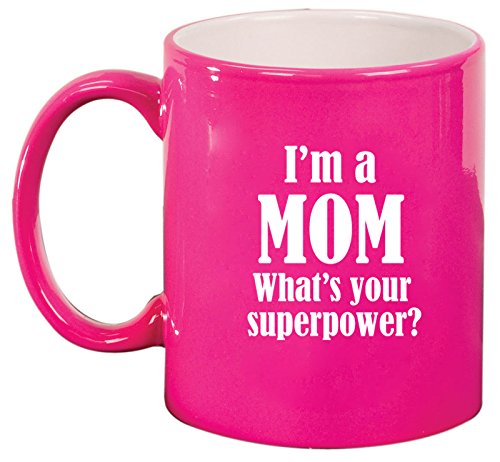 Ceramic Coffee Tea Mug Cup Mom Superpower (Pink)