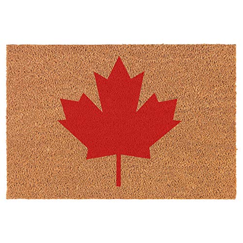 Coir Doormat Front Door Mat New Home Closing Housewarming Gift Maple Leaf (24" x 16" Small)