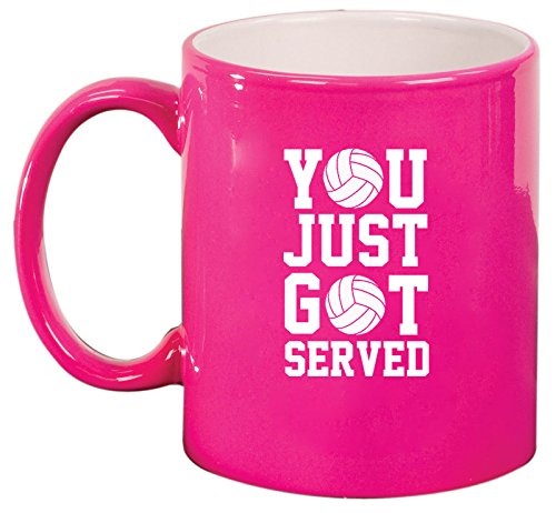 Ceramic Coffee Tea Mug You Just Got Served Volleyball (Hot Pink)