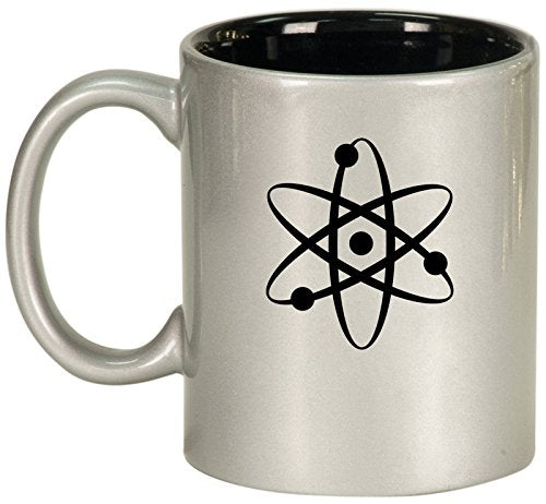 Ceramic Coffee Tea Mug Cup Atom Science Atheist (Silver)