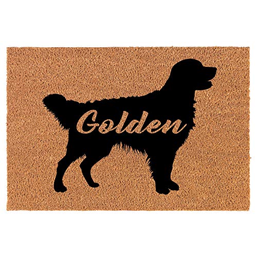 Coir Doormat Front Door Mat New Home Closing Housewarming Gift Golden Retriever 'Golden' (24" x 16" Small)