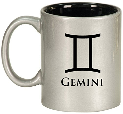 Ceramic Coffee Tea Mug Cup Gemini (Silver)