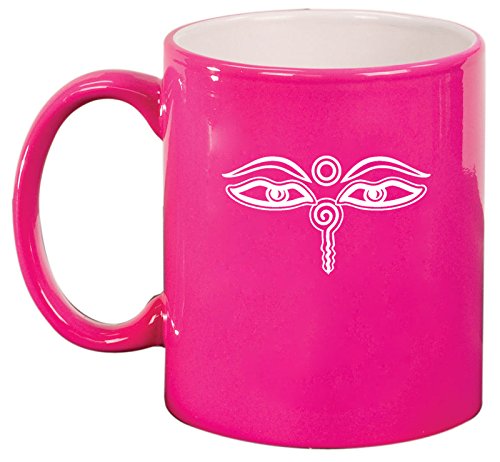 Ceramic Coffee Tea Mug Buddha Eyes (Hot Pink)