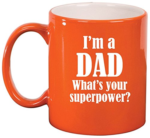 Ceramic Coffee Tea Mug Cup Dad Superpower Father (Orange)