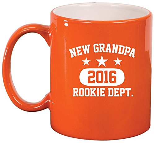 Ceramic Coffee Tea Mug Cup New Grandpa 2016 Grandfather Rookie Dept (Orange)