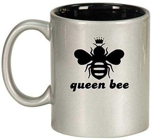 Ceramic Coffee Tea Mug Cup Queen Bee (Silver)