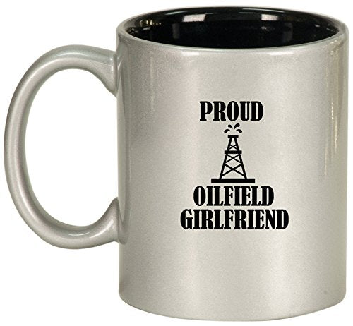 Ceramic Coffee Tea Mug Proud Oilfield Girlfriend (Silver)