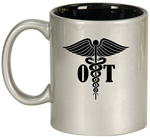 Ceramic Coffee Tea Mug Cup OT Occupational Therapy (Silver)