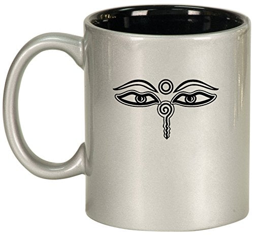 Ceramic Coffee Tea Mug Buddha Eyes (Silver)