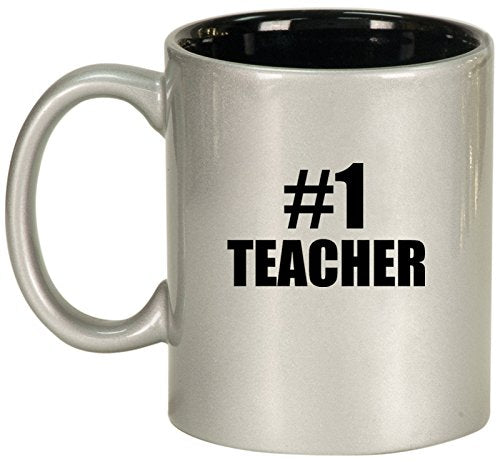 Ceramic Coffee Tea Mug #1 Teacher (Silver)