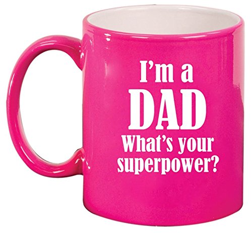 Ceramic Coffee Tea Mug Cup Dad Superpower Father (Pink)