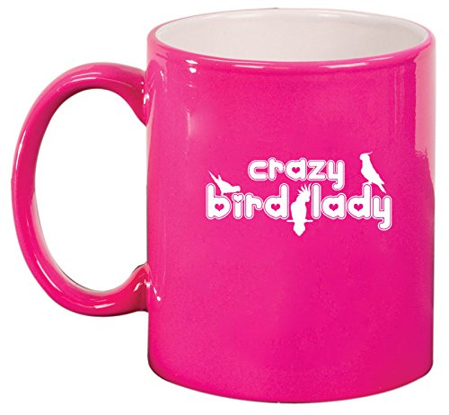 Ceramic Coffee Tea Mug Cup Crazy Bird Lady (Pink)