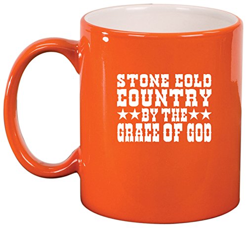 Ceramic Coffee Tea Mug Stone Cold Country (Orange)