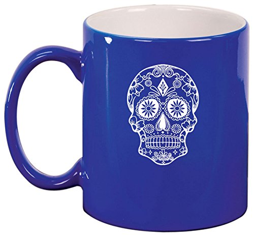 Ceramic Coffee Tea Mug Cup Sugar Candy Skull (Blue)