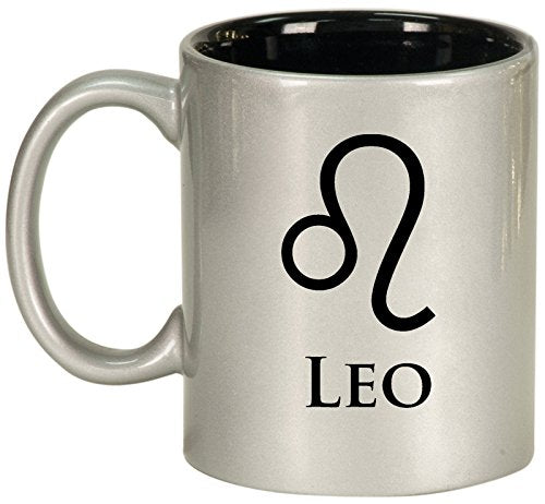 Ceramic Coffee Tea Mug Cup Leo (Silver)