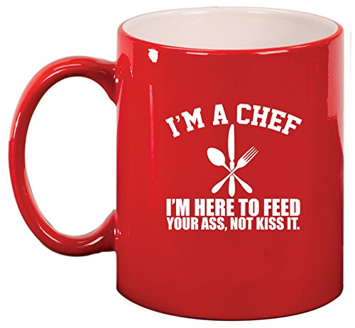 Ceramic Coffee Tea Mug Chef Here to Feed You (Red)